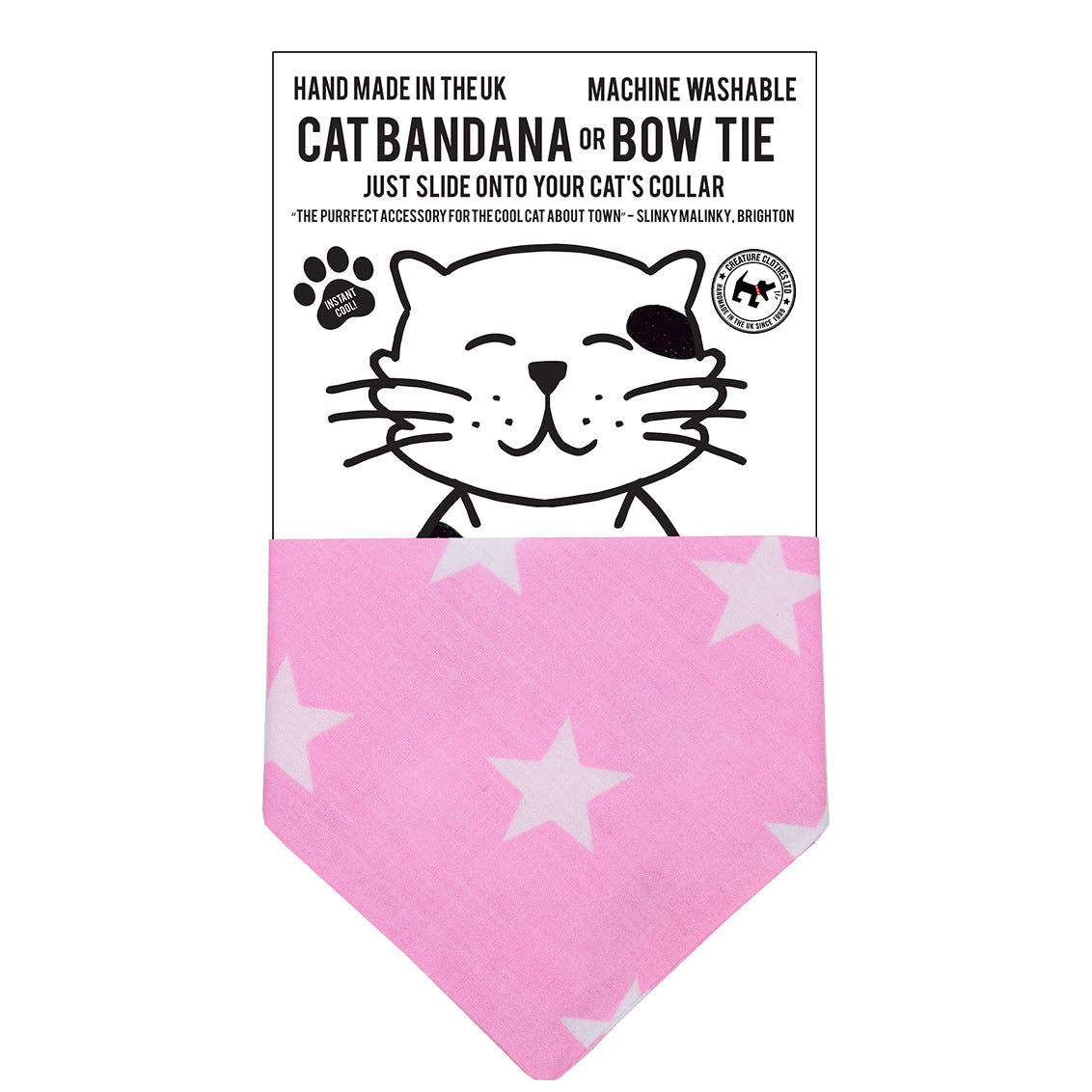 Slip on Dog & Cat Bandana in Big Pink Star Design