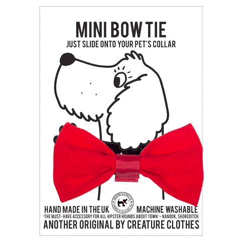 Dog Bow Tie in Red Faux Suede