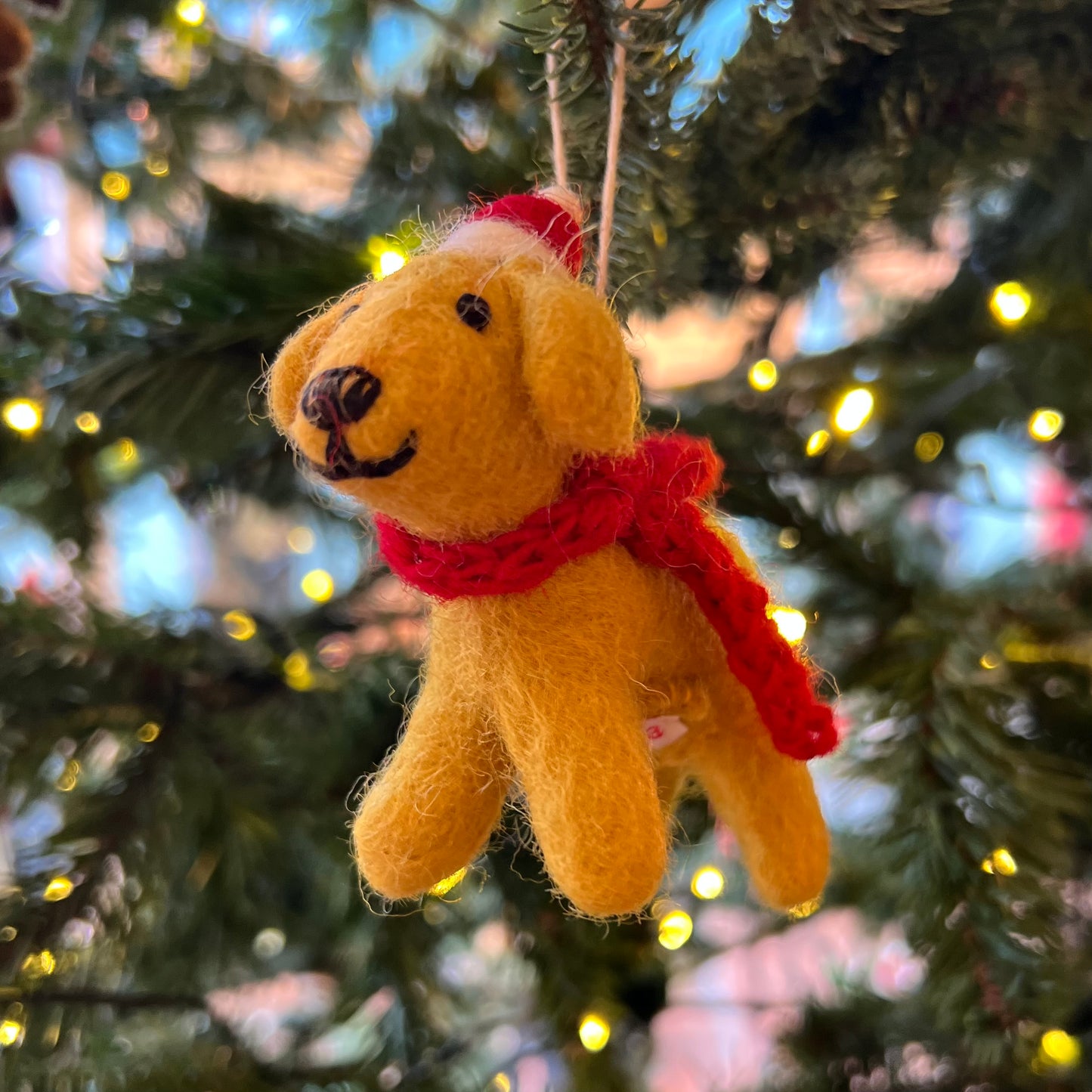 Golden Labrador Christmas Decoration with Hat & Scarf by Amica Felt