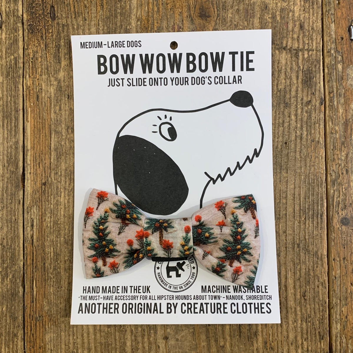 Dog & Cat Bow Tie - Embroidered Tree Print