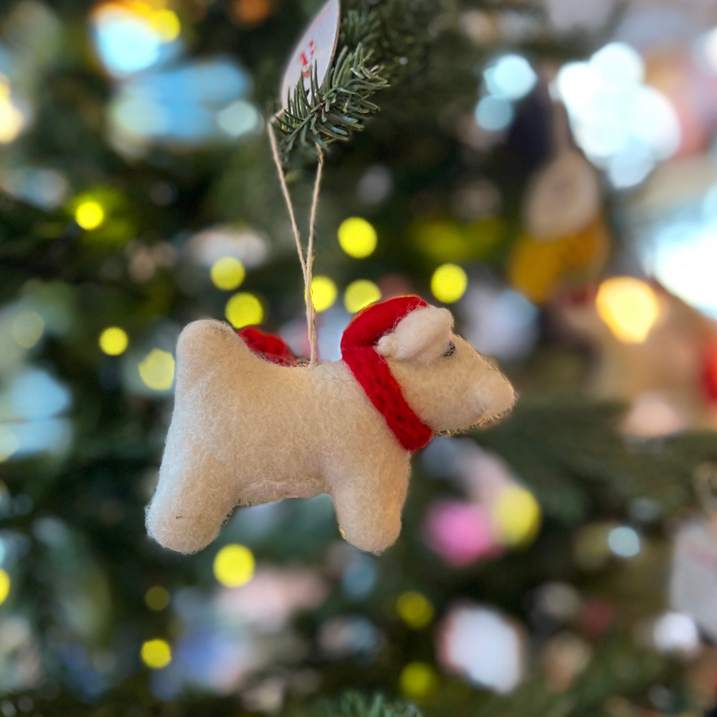 White Westie with Tam O’Shanter Christmas Decoration by Amica Felt