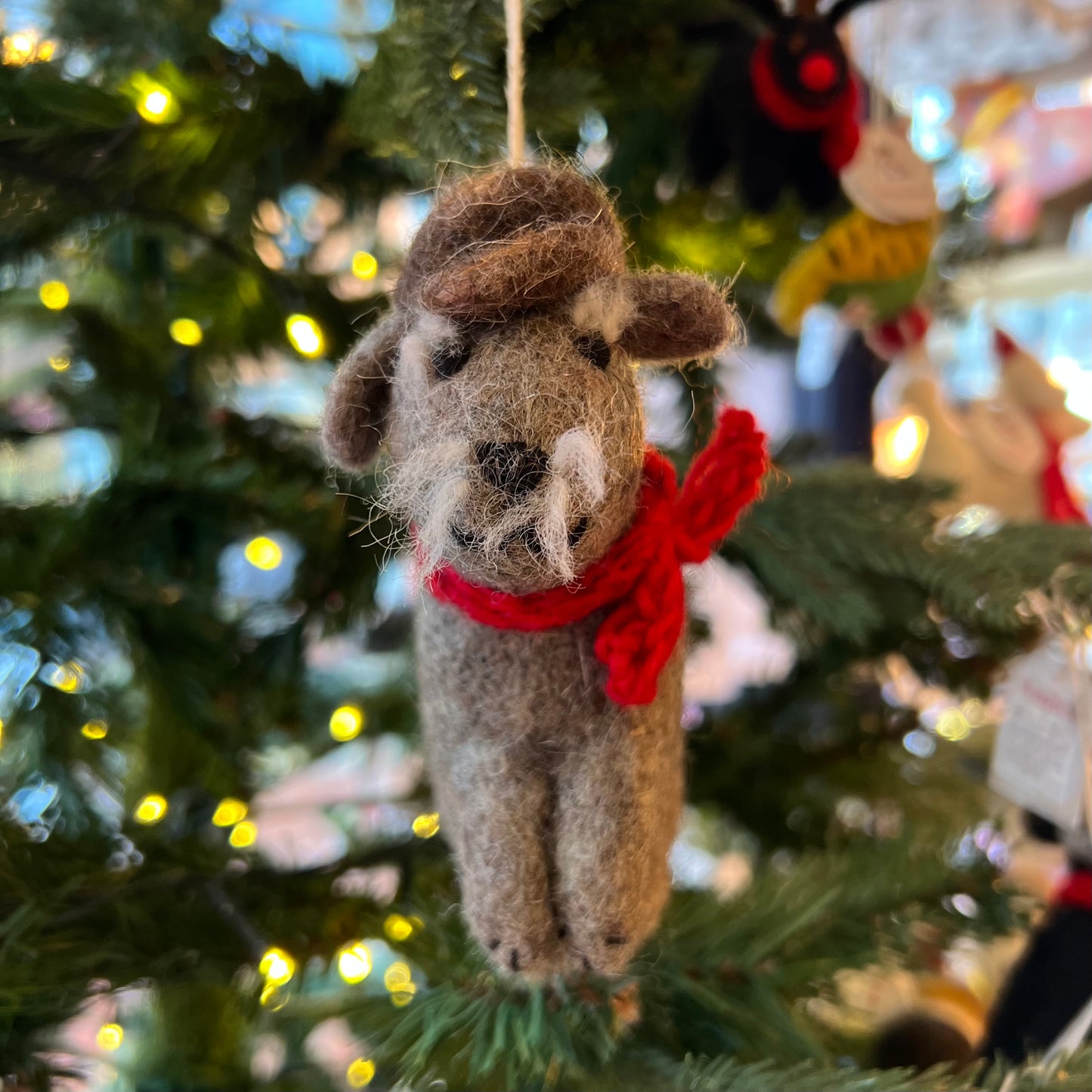 Flat Cap Schnauzer Grandpa Christmas Decoration by Amica Felt