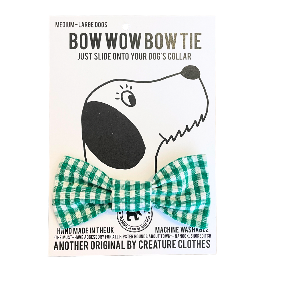 Dog Bow Tie in Green Gingham Design