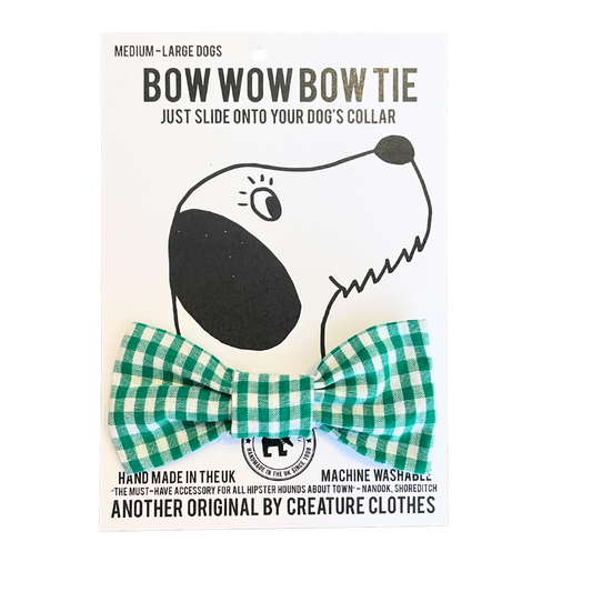 Dog Bow Tie in Green Gingham Design