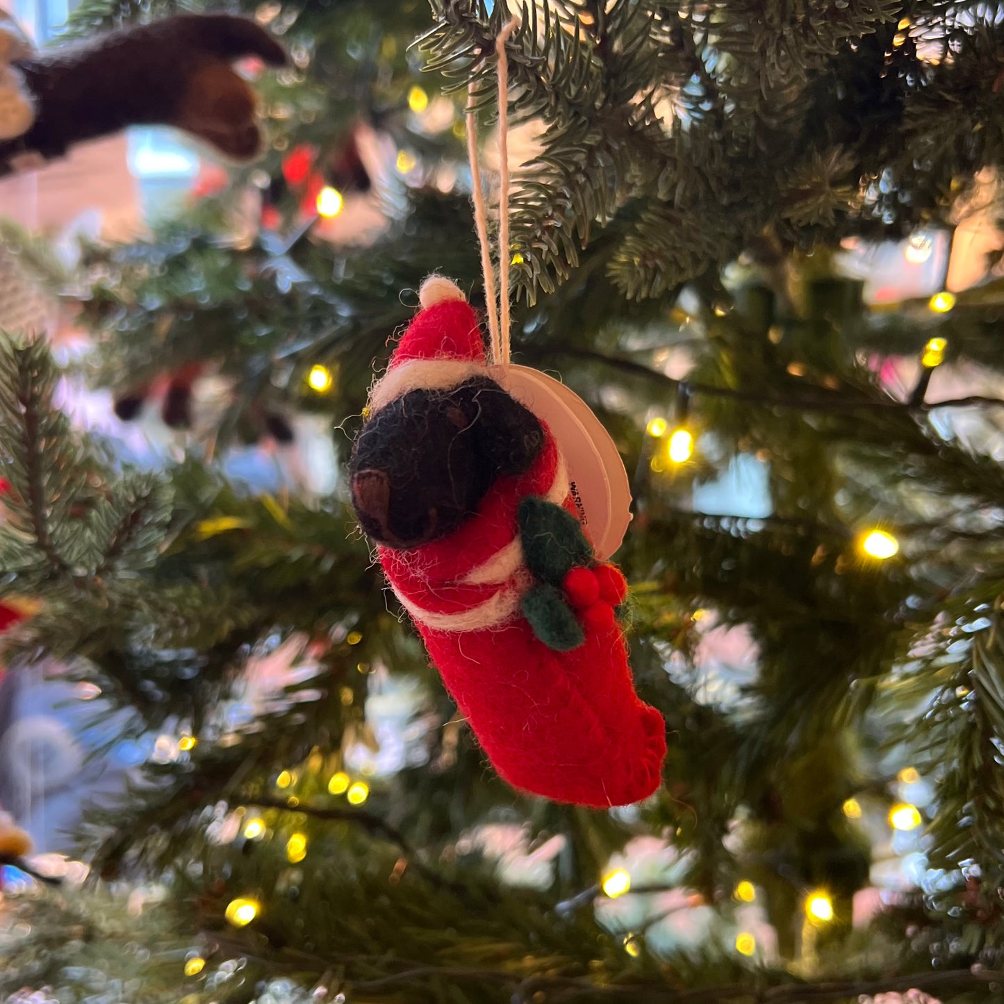 Swaddling Puppies with Mistletoe & Holly. Christmas Decoration by Amica Felt