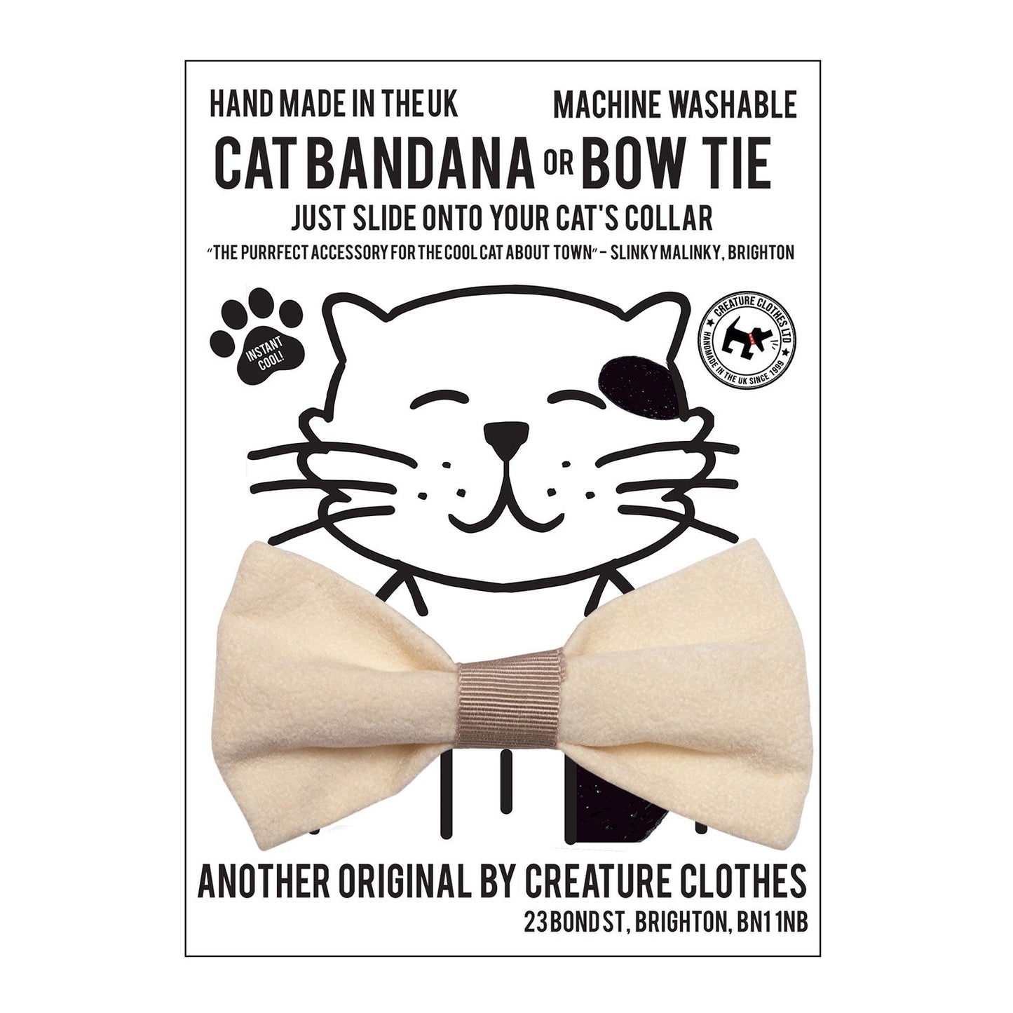 Dog & Cat Bow Tie - Cream Faux Suede