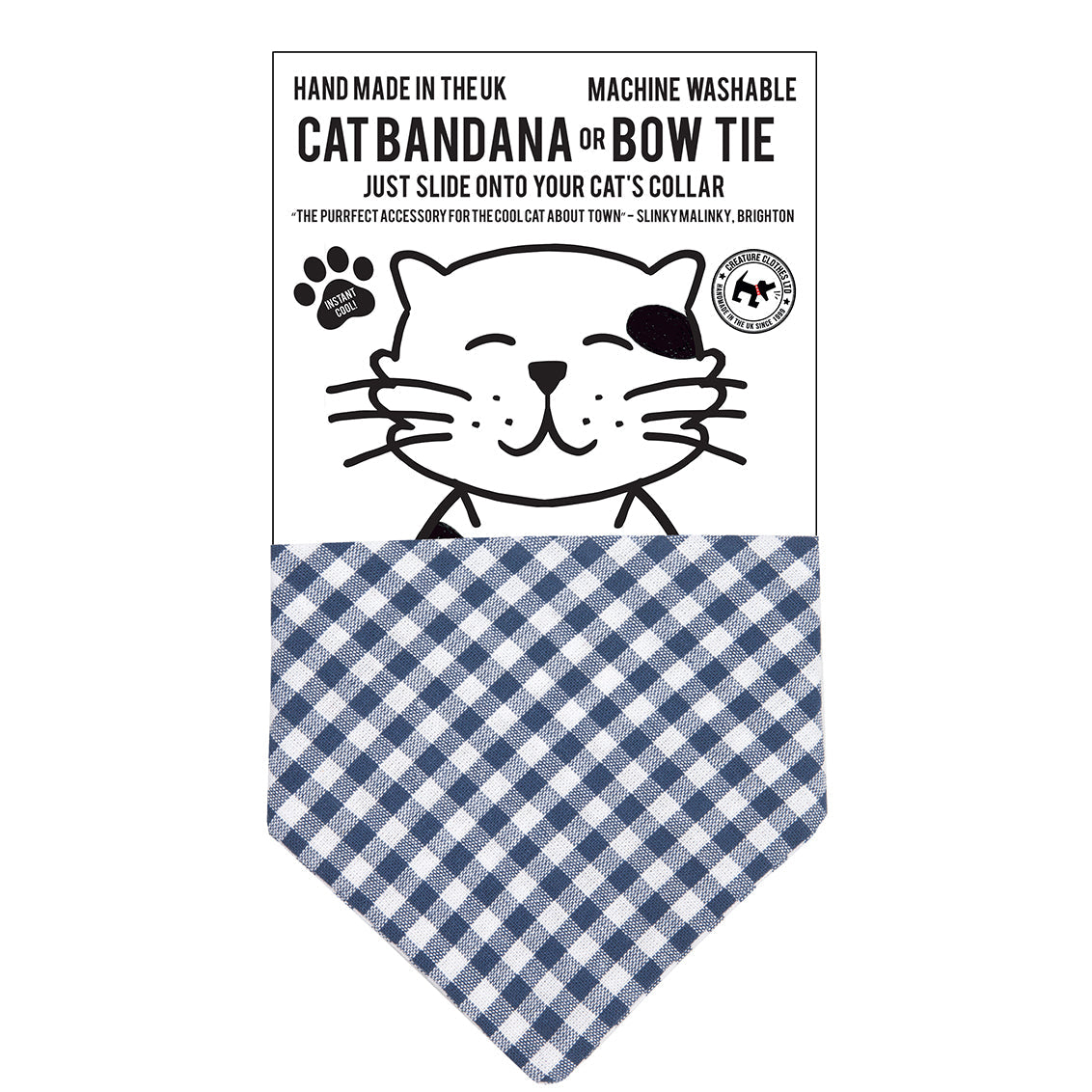 Slip on Dog & Cat Bandana in Gingham Blue Design