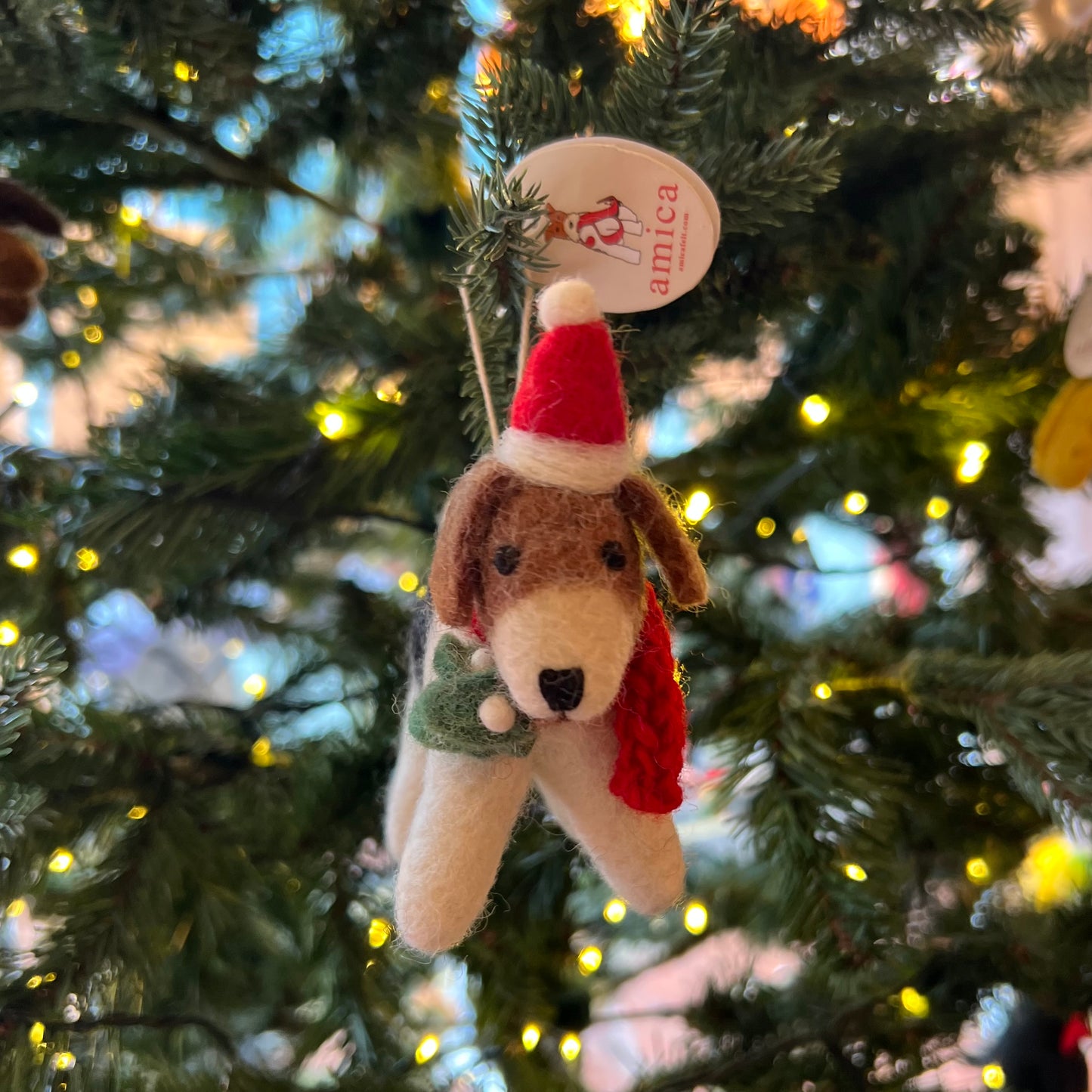 Fox Terrier with Mistletoe by Amica Felt