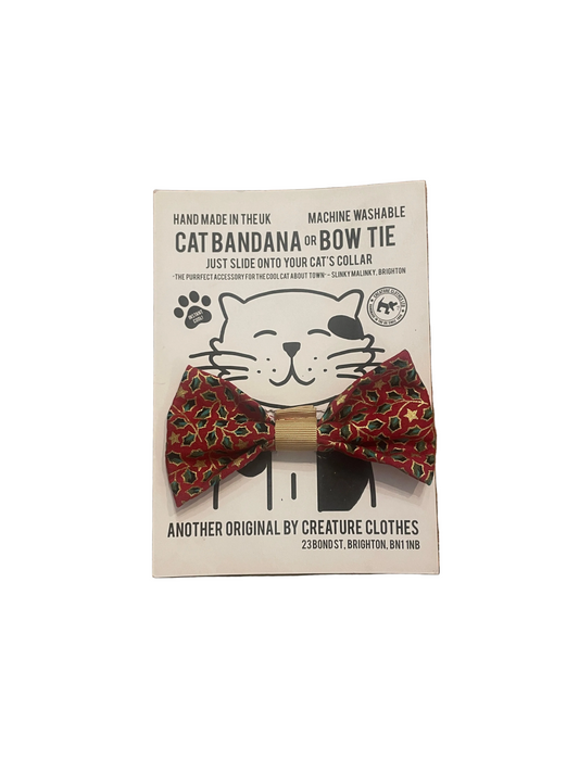 Cat Bow Tie in Golden Holly