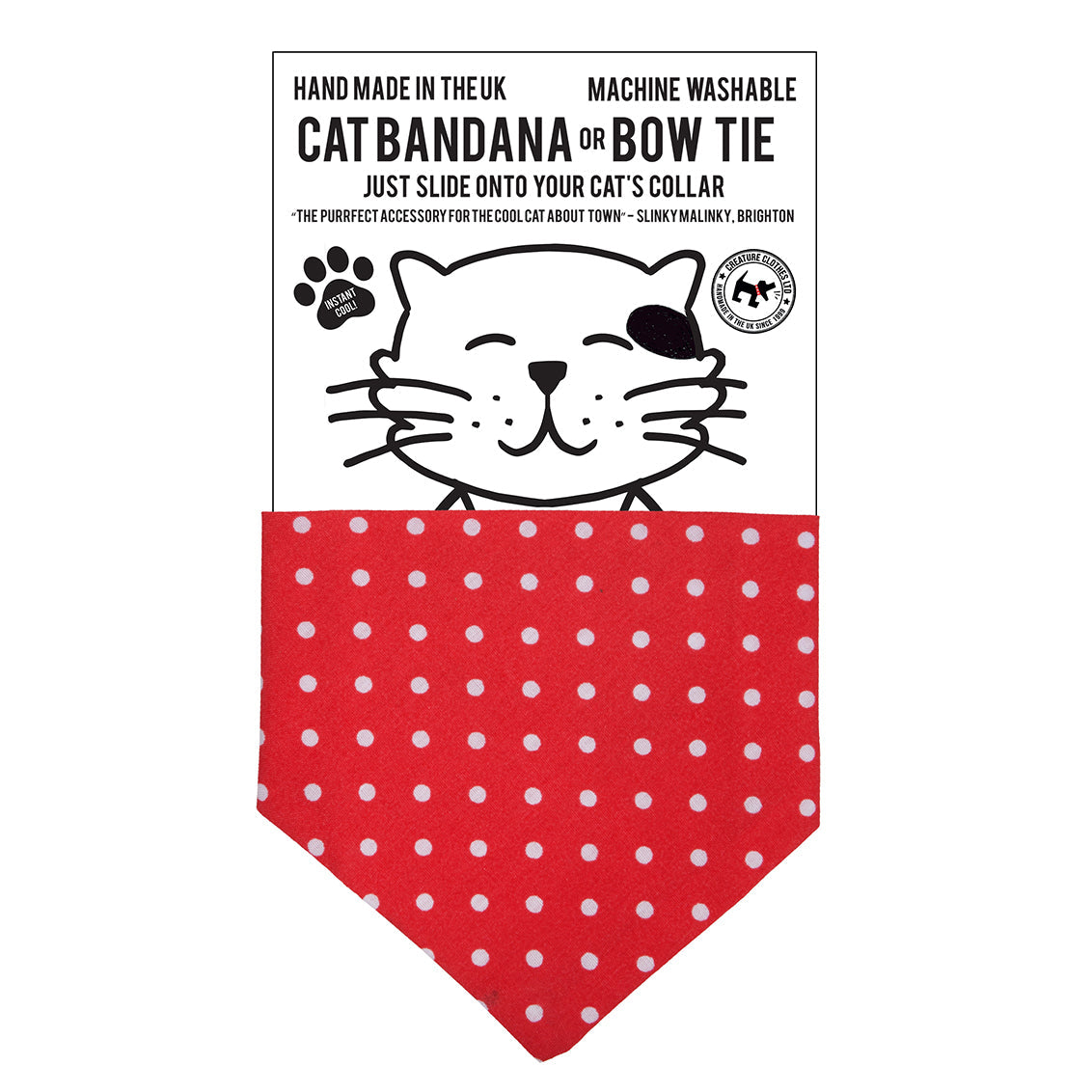 Slip on Dog & Cat Bandana in Red Polka Dot Design