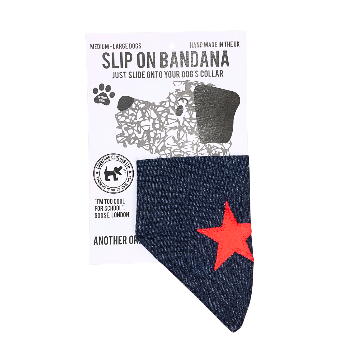 Slip on Dog Bandana - Red Star on Denim Design