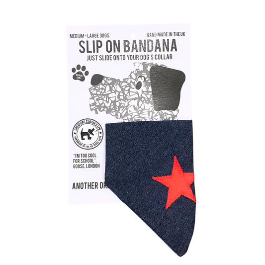 Slip on Dog Bandana - Red Star on Denim Design