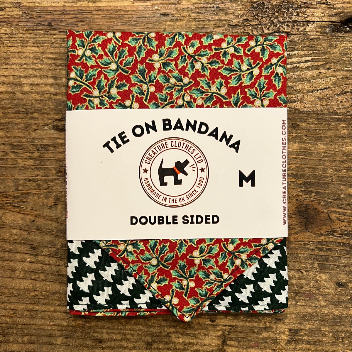 Christmas Tie On Bandana in Mistletoe and Trees ❤️