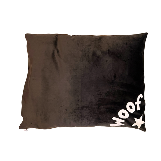 ‘Oreo’ Dog Bed in Brown Velvet with Cream Corner Woof