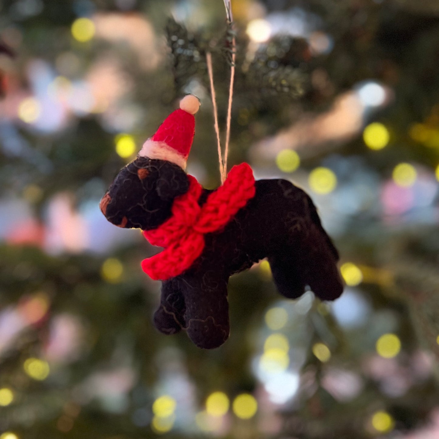 Black Labrador with Hat & Scarf by Amica Felt