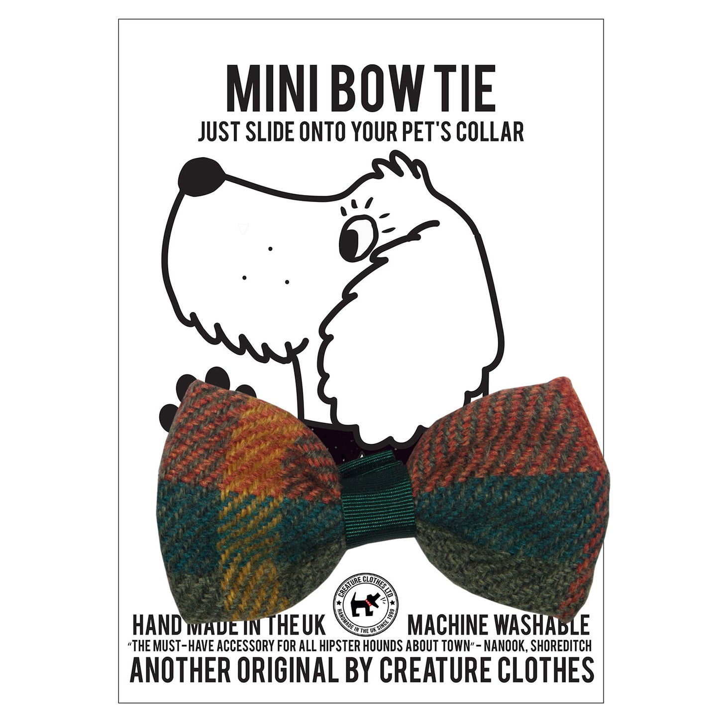 Dog & Cat Bow Tie - Green Tweed