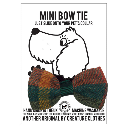 Dog Bow Tie in Green Tweed