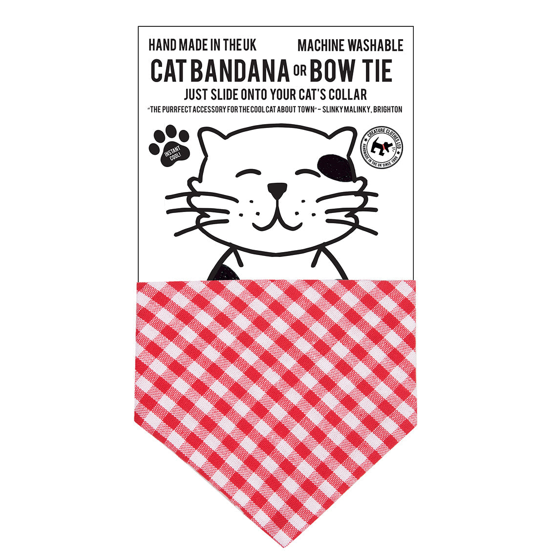 Slip on Dog & Cat Bandana in Gingham Red Design