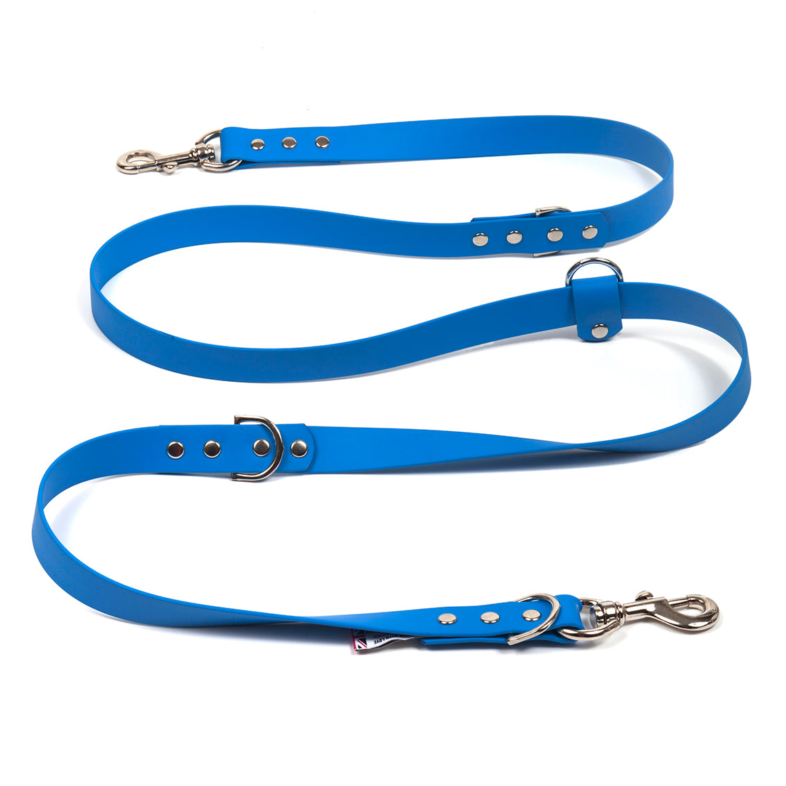 Biothane waterproof vegan leather hands-free dog lead in bright blue, Creature Clothes
