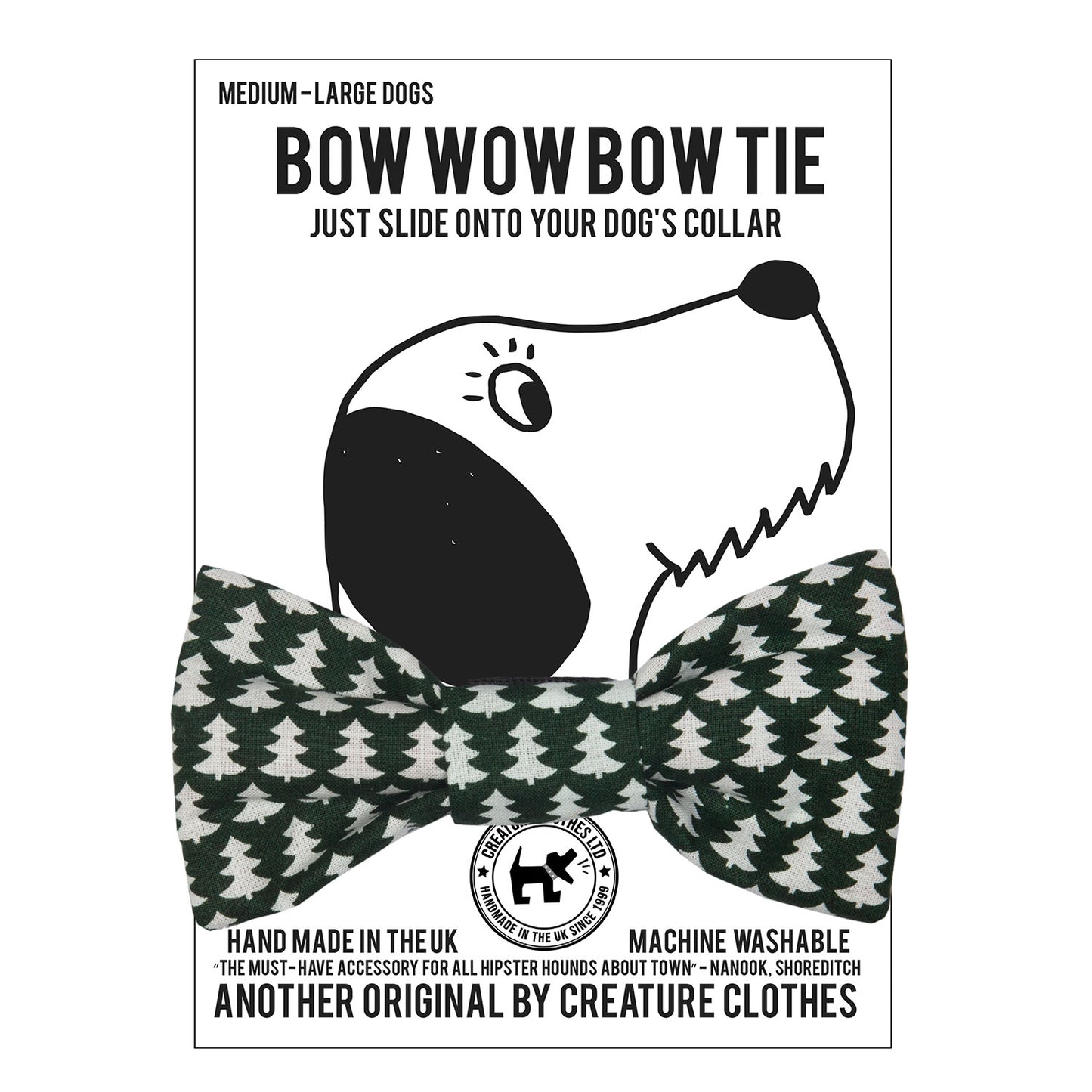 Dog Bow Tie in Green Geometric Christmas Tree design