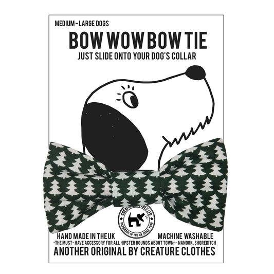 Dog Bow Tie in Green Geometric Christmas Tree design