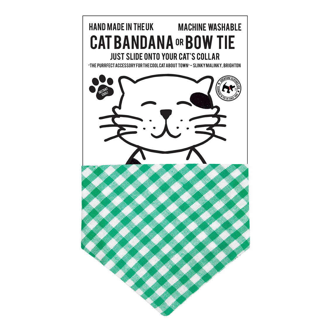 Slip on Dog & Cat Bandana in Gingham Green