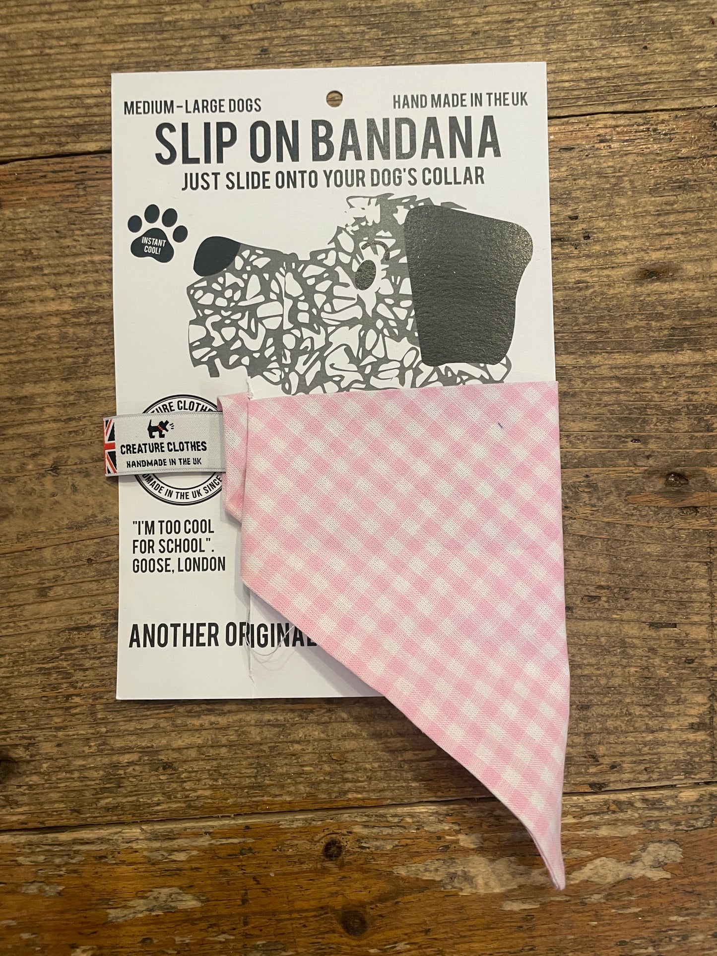SALE - Slip on Dog & Cat Bandana - Gingham Light Pink Design
