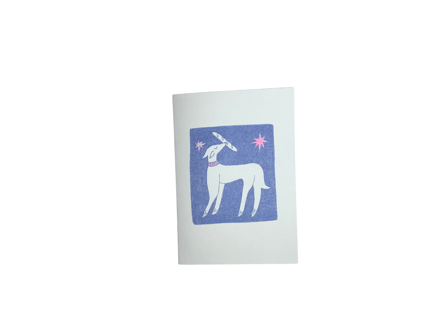 Hand Printed Dog with Baguette Card