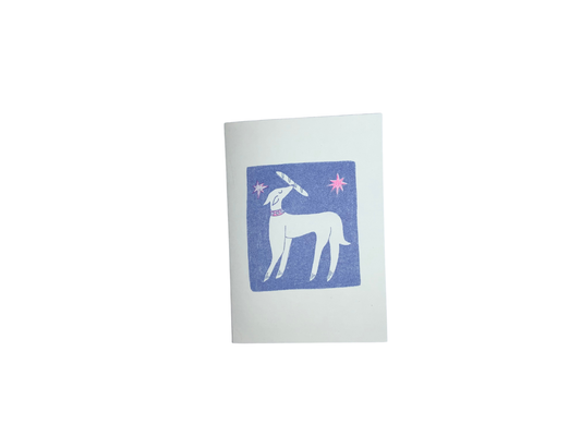 Hand Printed Dog with Baguette Card