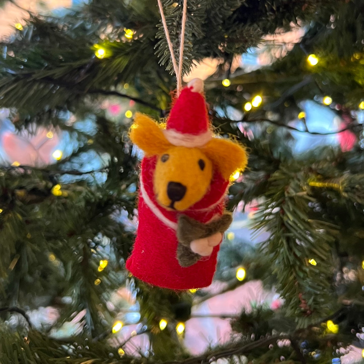 Swaddling Puppies with Mistletoe & Holly. Christmas Decoration by Amica Felt