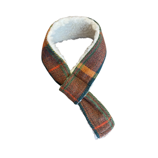 Dog Scarf - Easter Checkered Tartan & Sherpa