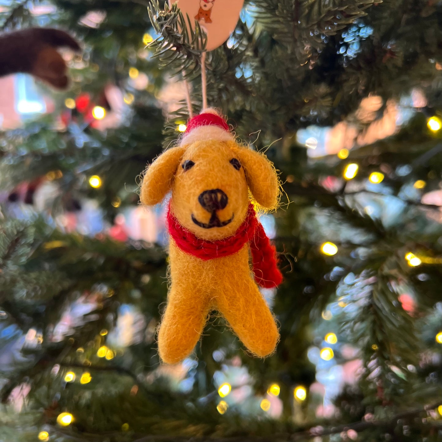 Golden Labrador Christmas Decoration with Hat & Scarf by Amica Felt