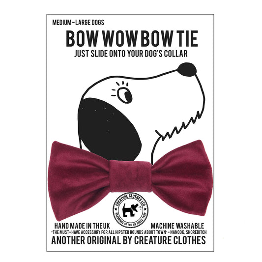Dog Bow Tie in Cranberry Velvet, bow ties for dogs, dog bow ties, velvet bow ties, Creature Clothes