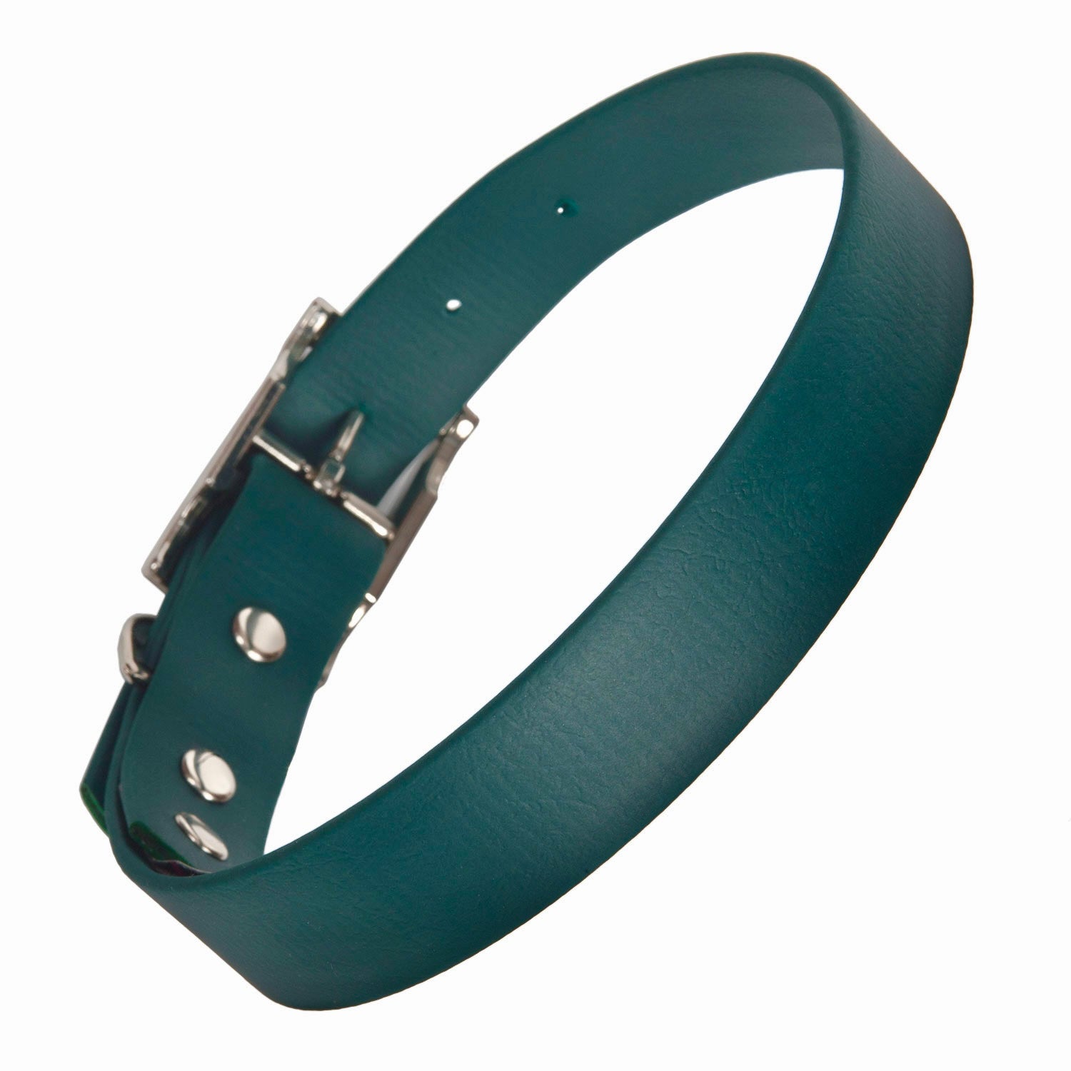 Biothane bottle green dog collar, waterproof dark green dog collar, wipe clean, all weather dog collar, odour free, frost free dog collar