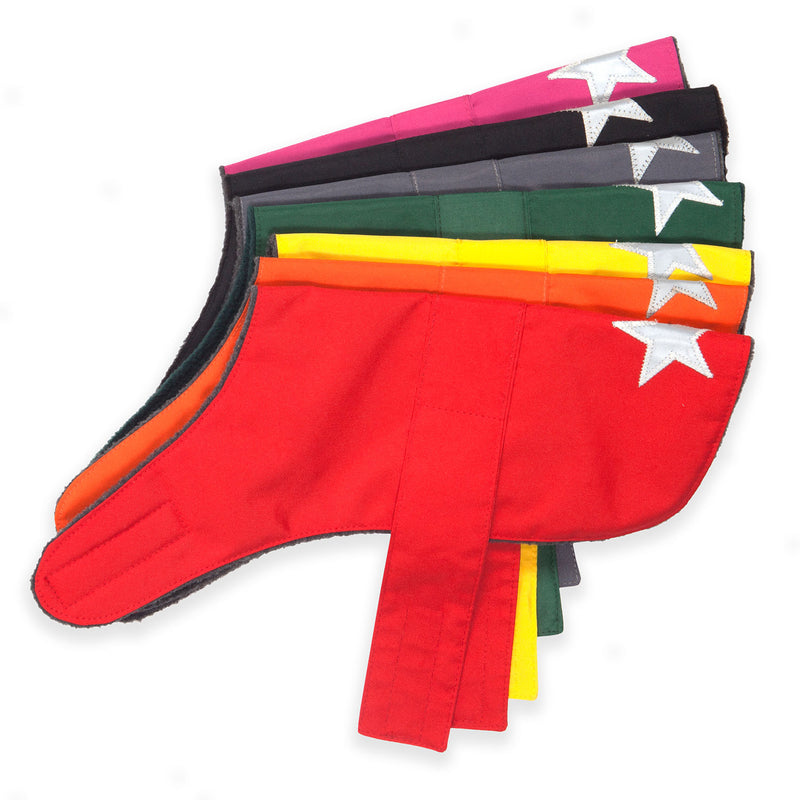 dog coats, red dog coat, orange dog coat, yellow dog coat, green dog coat, purple dog coat, pink dog coat, denim dog coat, dog coat with stars, Creature Clothes