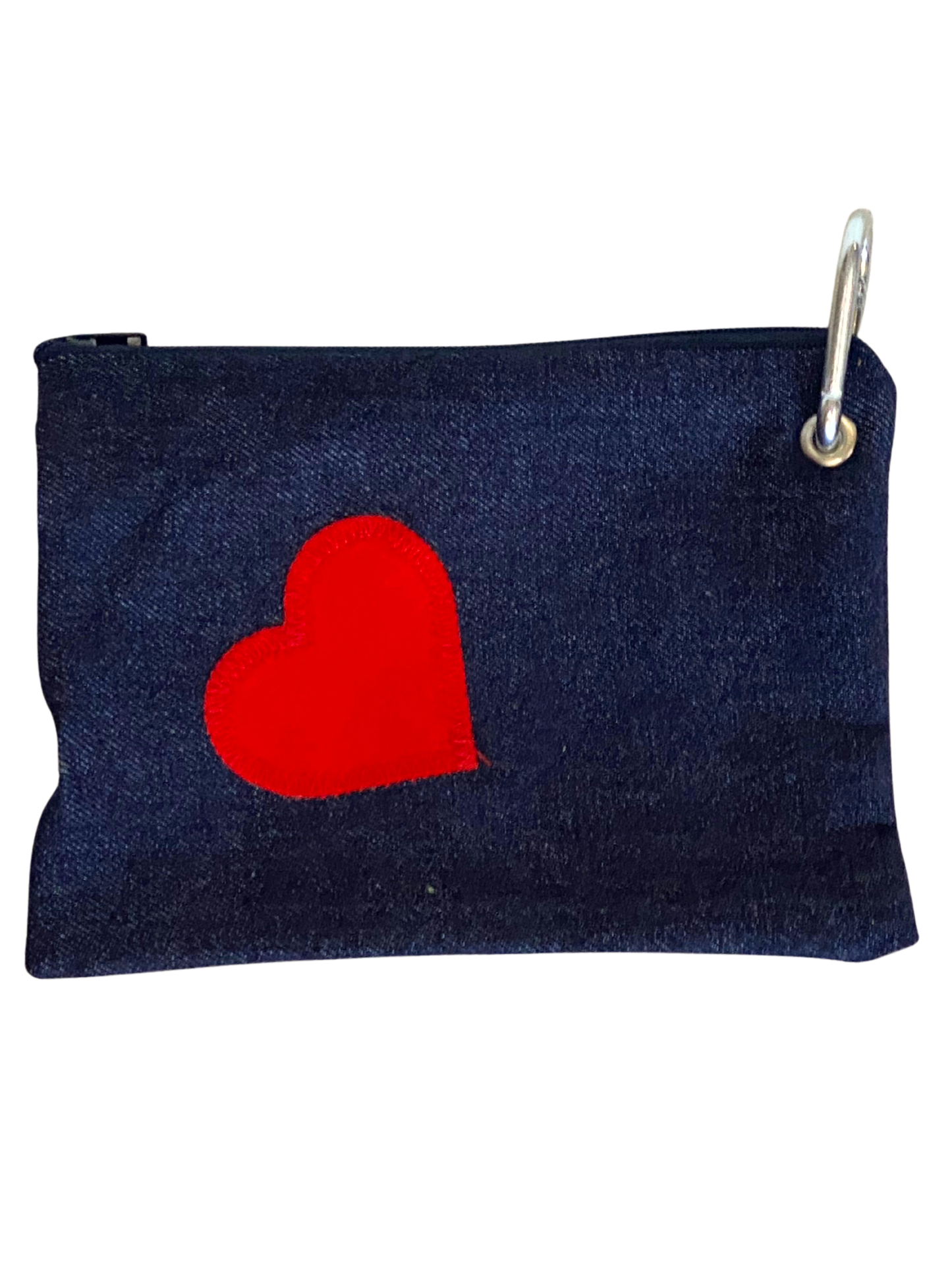 Treats and Poo Bag Pouch - Denim with Red Heart