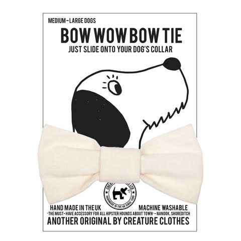 Dog Bow Tie in Cream Velvet