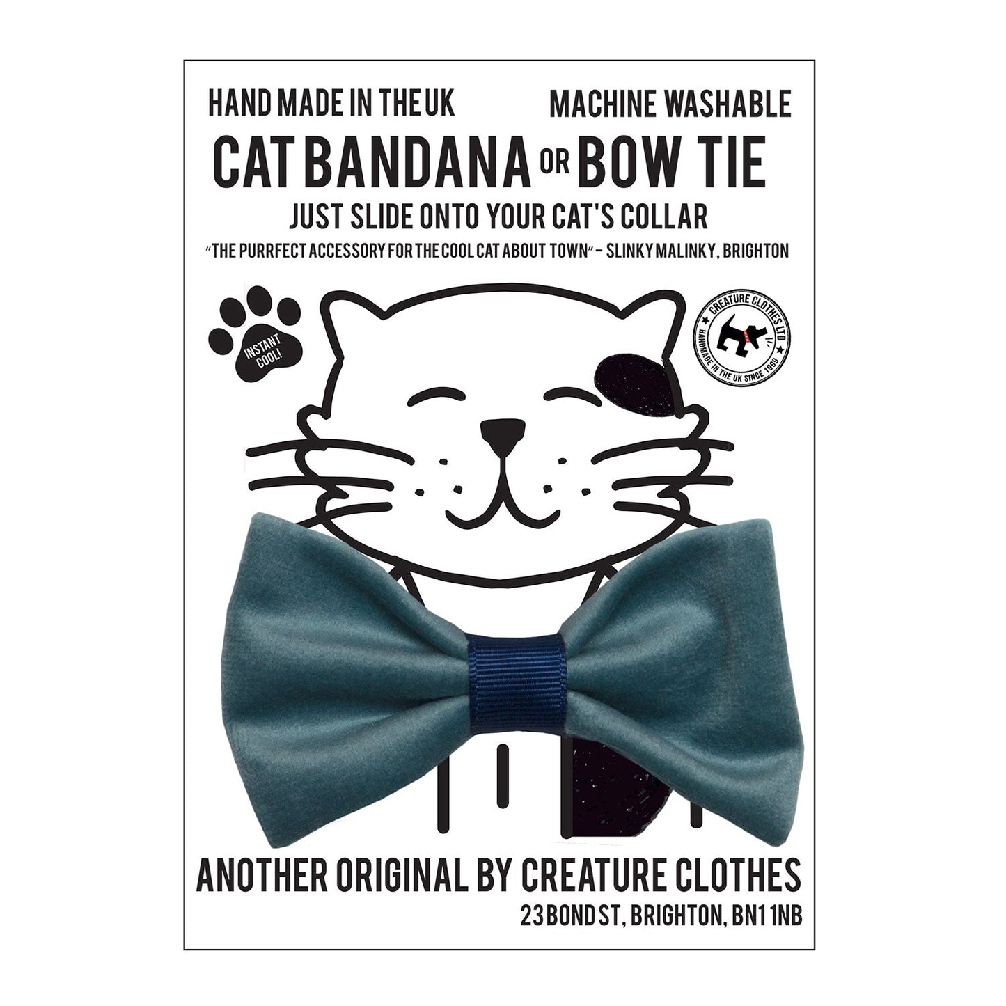 Dog & Cat Bow Tie in Duck Egg Velvet