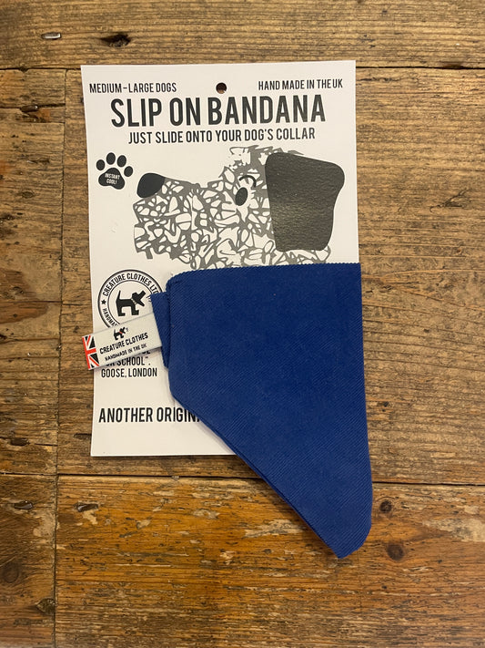 SALE - Slip on Dog Bandana in Royal Blue Cord