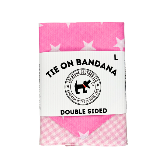 Tie on Dog Bandana - Pink Star / Gingham