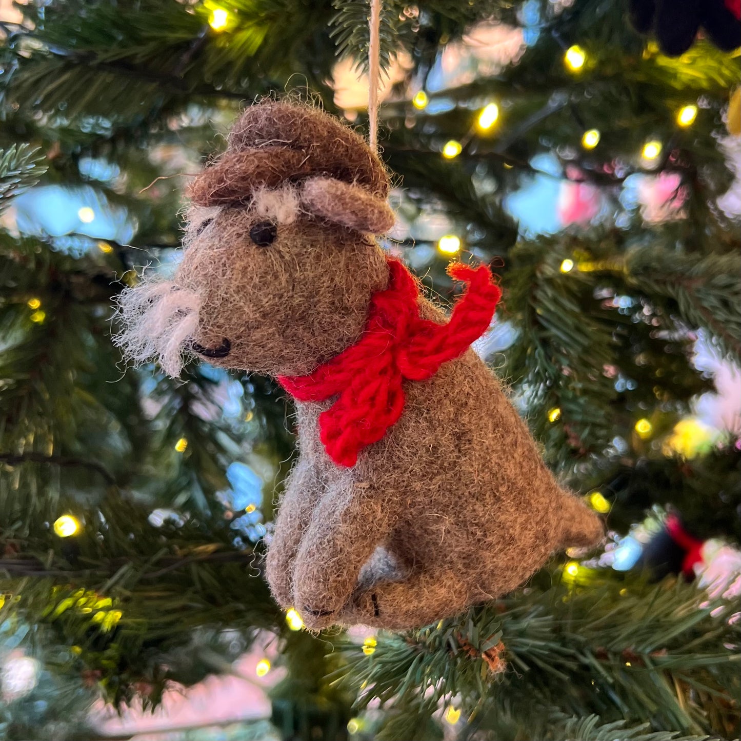 Flat Cap Schnauzer Grandpa Christmas Decoration by Amica Felt