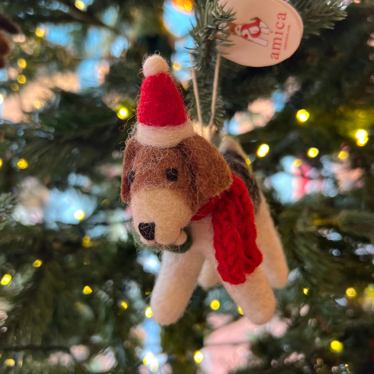 Fox Terrier with Mistletoe by Amica Felt