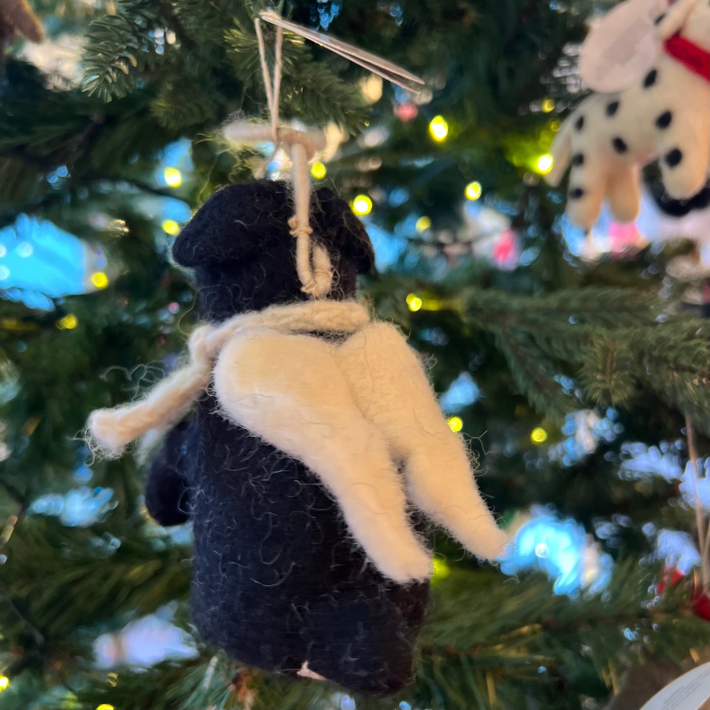 Black Labrador Angel Tree Topper & Christmas Decoration with Hat & Scarf by Amica Felt
