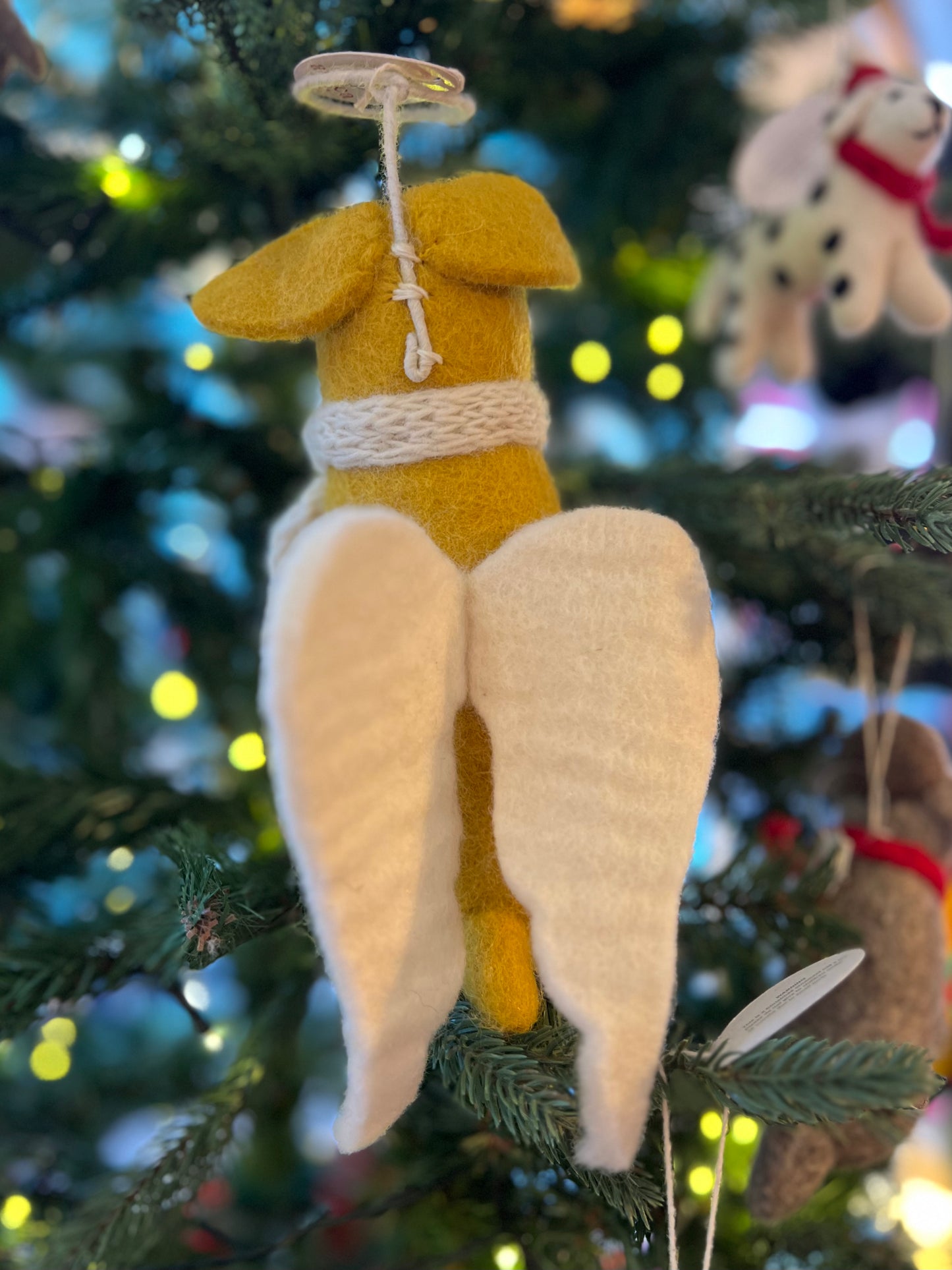 Golden Labrador Angel Tree Topper & Christmas Decoration with Hat & Scarf by Amica Felt