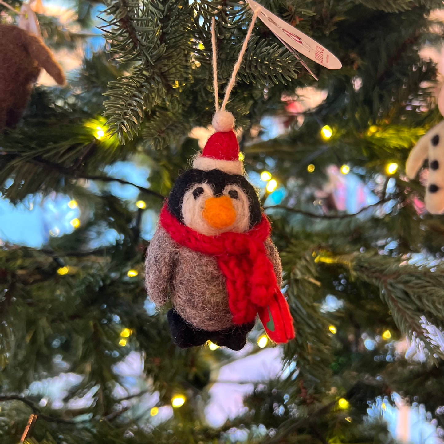 Skiing Penguin Christmas Decoration by Amica Felt
