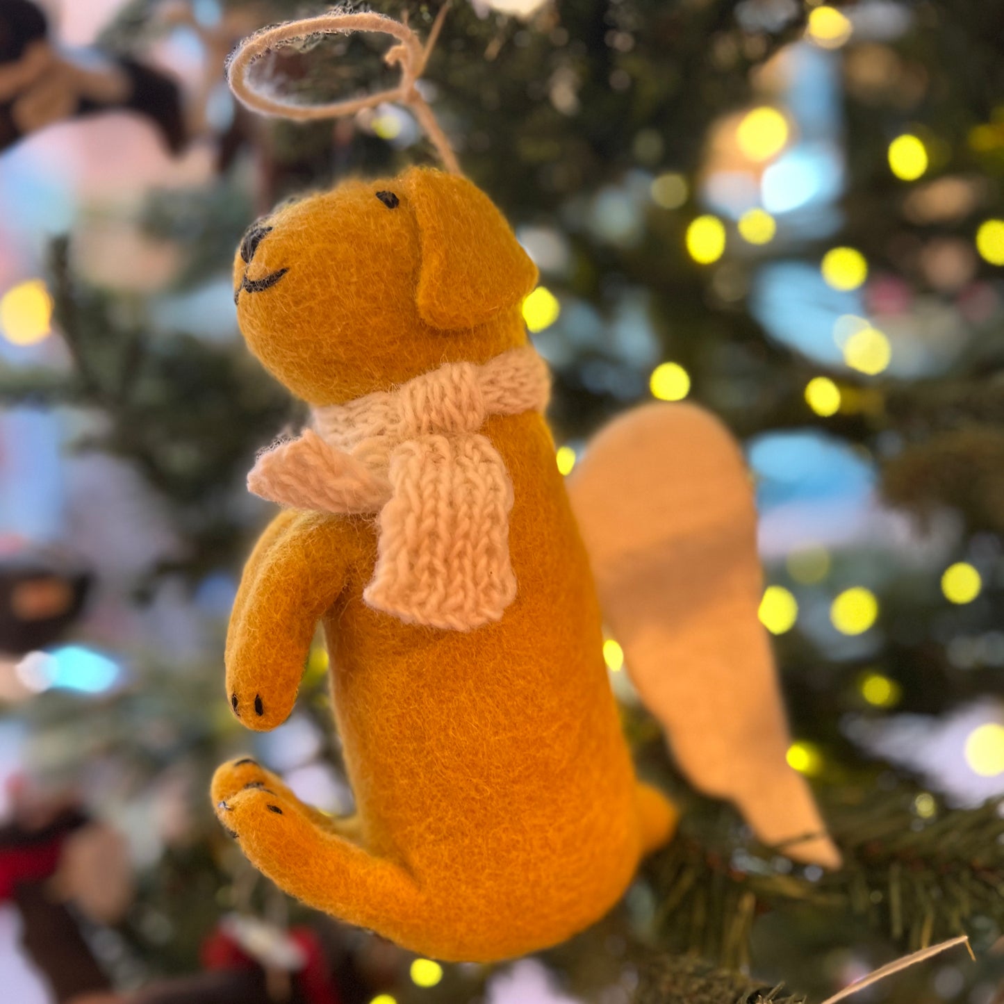 Golden Labrador Angel Tree Topper & Christmas Decoration with Hat & Scarf by Amica Felt