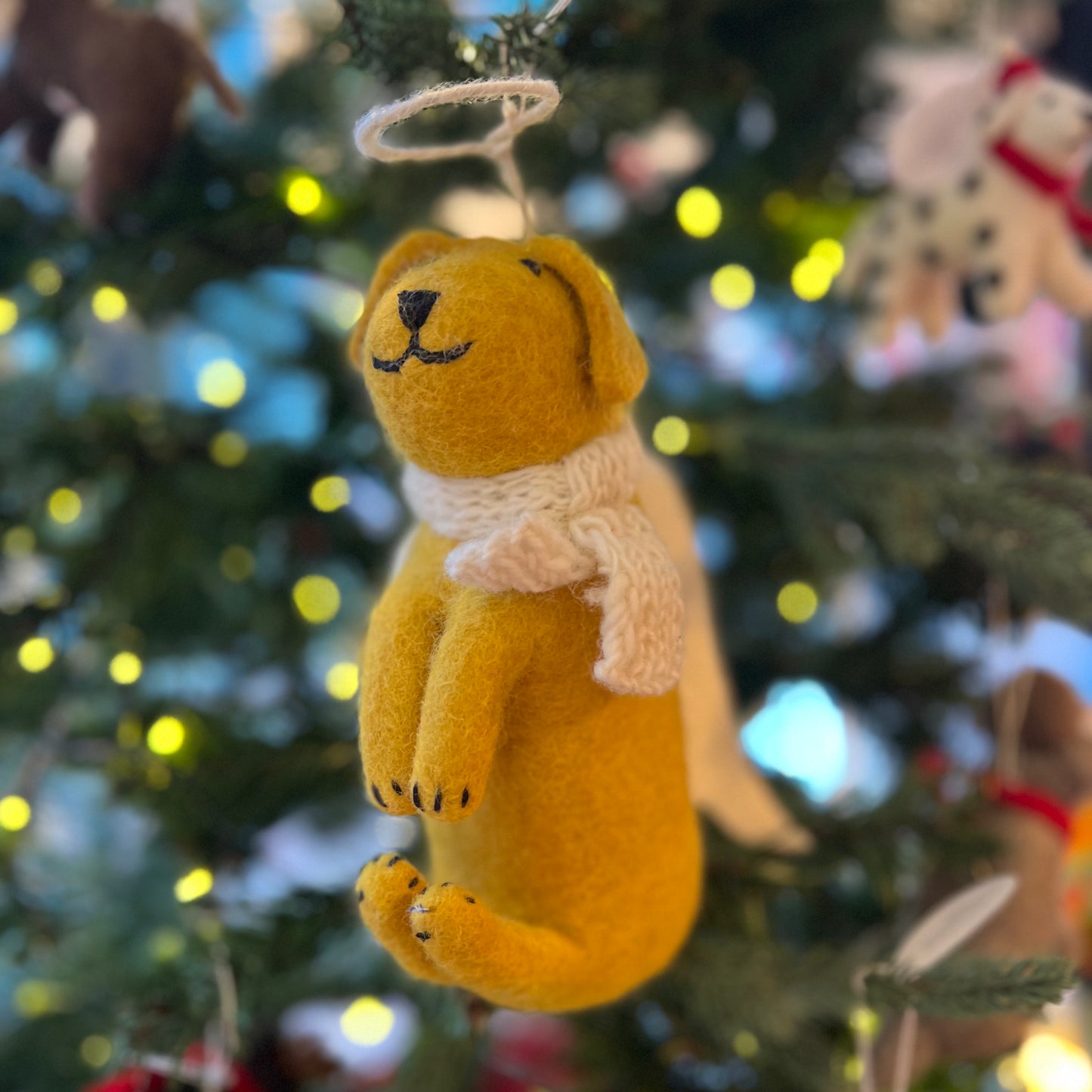 Golden Labrador Angel Tree Topper & Christmas Decoration with Hat & Scarf by Amica Felt