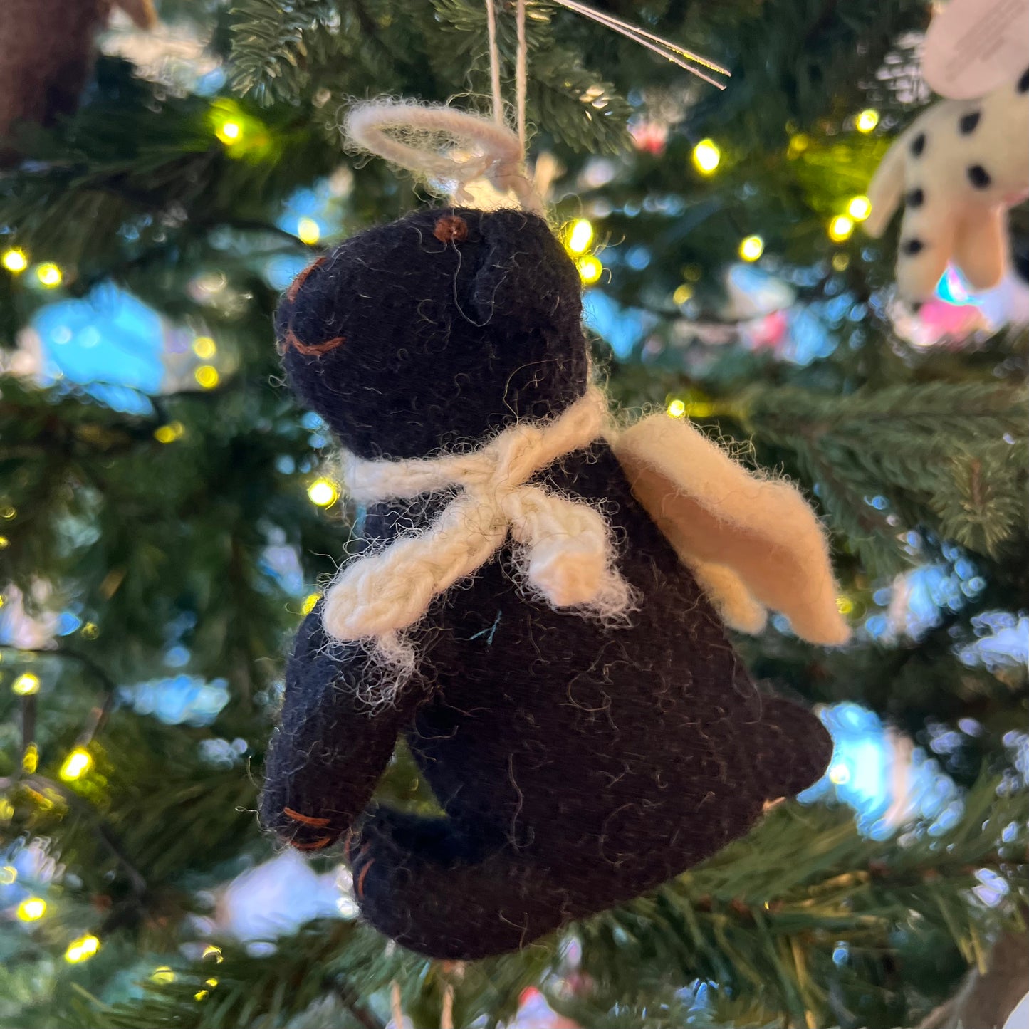Black Labrador Angel Tree Topper & Christmas Decoration with Hat & Scarf by Amica Felt