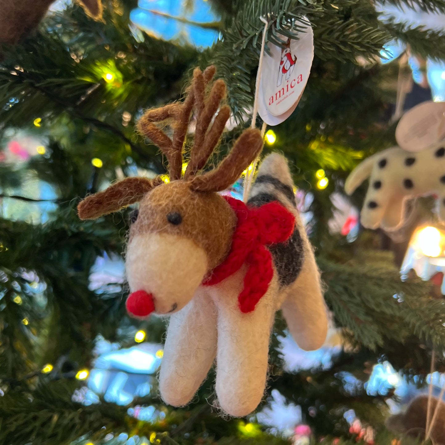 Fox Terrier with Antlers Christmas Decoration by Amica Felt