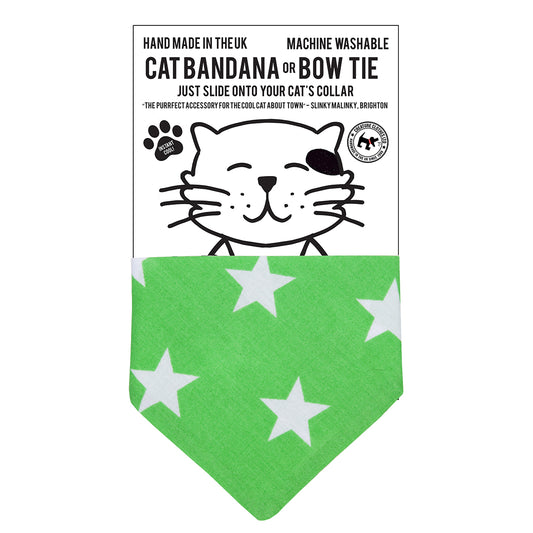 Cat Bandana in Green and White Star Print, Creature Clothes